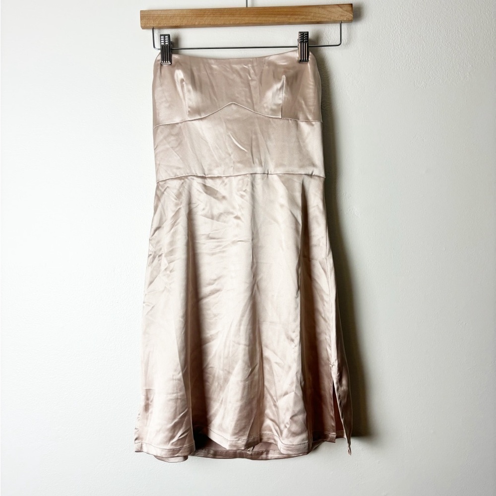 PRINCESS POLLY • Women’s Champagne Satin Strapless Mini Dress Cocktail Size 2
